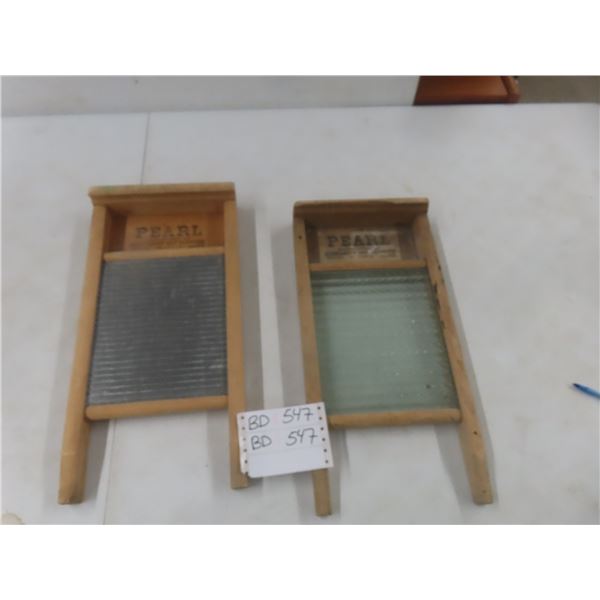 Vintage 17" Pearl Washboards – Qty 2: 1 Metal, 1 Glass/Wood