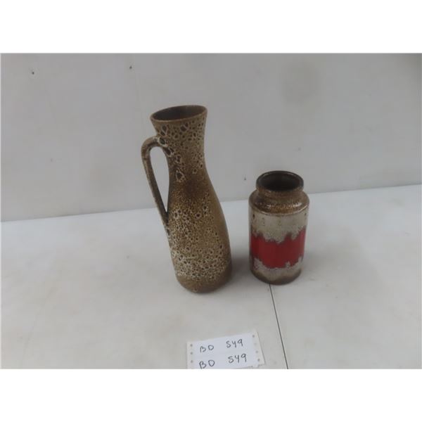 Mid-Century Modern Lot: 2 West German Lava Glaze Vases 