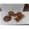 Image 1 : Vintage First Nations Haida Lot: Clarance Wells Carved Lid Round Box, 2 Painted Salmon Boxes, and 1