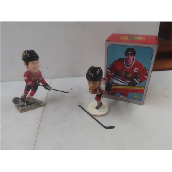 Chicago Blackhawks Bobblehead Lot: Chris Chelios (Boxed) and Patrick Kane Limited Edition #281/2015