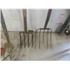 Image 3 : Hand Yard Tools – Qty 4: 2 Forks, Scuffle Hoe, and Rake
