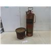 Image 1 : Pyrex Copper Pump Tank with Brass Plate and Antelope Pail with Grease