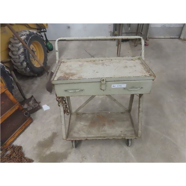 Rolling Metal Shop Cart, With Drawer