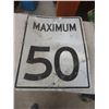 Image 4 : Weathered Metal Street Signs – Qty 2: STOP (30×30) and Maximum 50 (30×24)