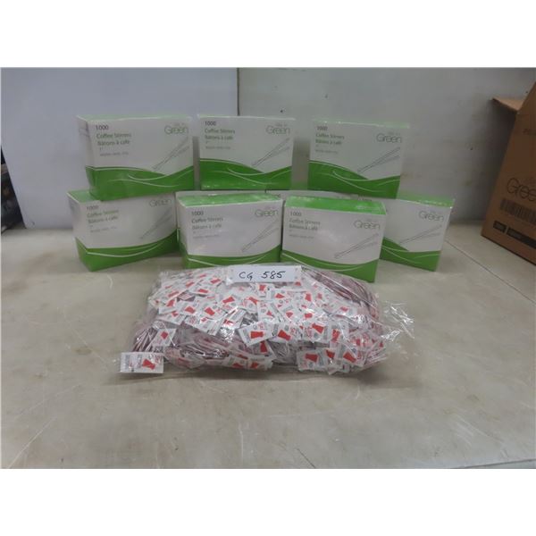 New Coffee Stirrers – Qty 9,000 and Approx 2,000 Salt Packets