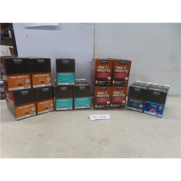 Keurig K-Cups: 12 Boxes Van Houtte Coffee and 1 Box Tetley Orange Pekoe