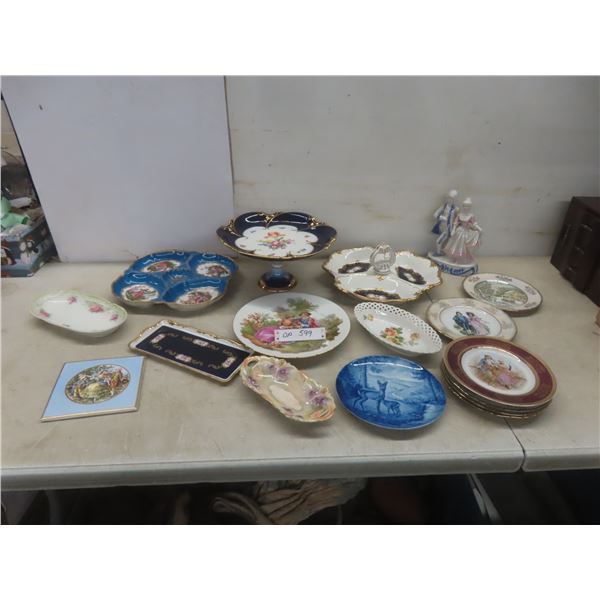China Serving Dishes, Pedestal Cake Server, and Decorative Hanging Plates, and More