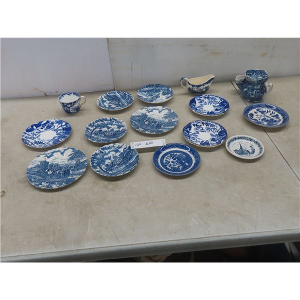 Blue and White China – Qty 15+ Pieces: Myott, Ridgway, Royal Crown, Staffordshire, and Royal