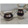 Image 12 : China Tea Cups, Saucers, B&B Plates, Hand-Decorated Russian Tea Pot, Creamer, Sugar Bowl, and