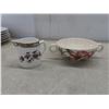Image 13 : China Tea Cups, Saucers, B&B Plates, Hand-Decorated Russian Tea Pot, Creamer, Sugar Bowl, and
