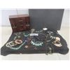 Image 1 : Wooden Jewelry Box with Fashion Jewelry: Bangles, Necklaces, and Bracelets