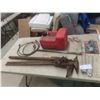Image 1 : Farm Jack, Honda Marine Gas Tank, and Jack Hammer Bit