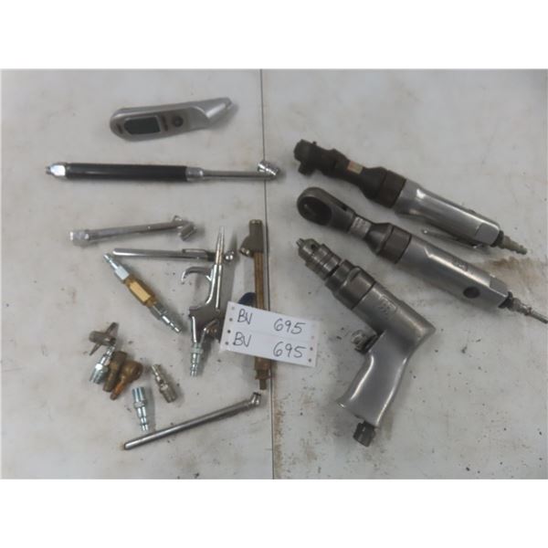Air Tools, Ratchets, Drill, Pressure Gauge, and Nozzles