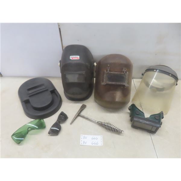 Welding Masks, Face Shields, Goggles, Safety Glasses, and Welding Chipper – Qty 3 Masks