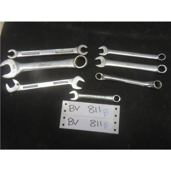 7x Snap-on Open-End and Hex Wrenches, 3/8"–¾" 