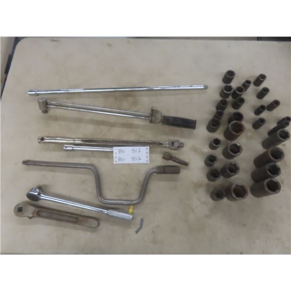 ½" Drive Impact Sockets, Torque Wrench, Extension, and Ratchet
