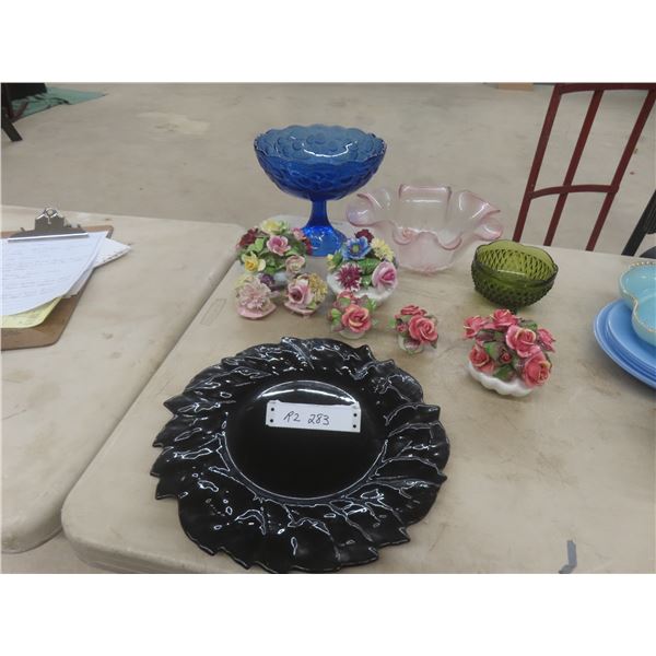 Bone China Floral Bouquet Figurines, Rose Petal Bowl, Pedestal Fruit Bowl, and More