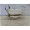 Image 11 : Fire King Divided Relish Dish, Vintage Milk Glass Bowl in Decorative Metal Stand and More