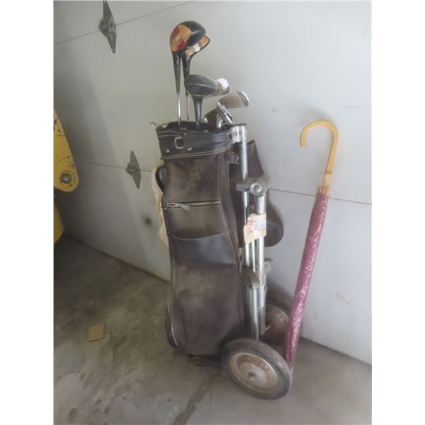 8-Piece Right-Handed Golf Club Set with Bag, Cart, and Umbrella