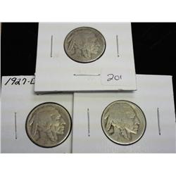 3-1927-D Buffalo Nickels