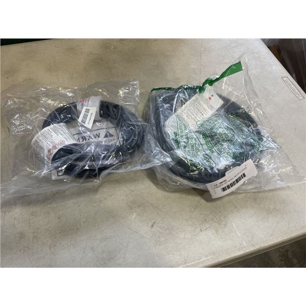 2 AS NEW 10FT BLACK  INDOOR OUTDOOR HEAVY DUTY LIGHTED 3 WIRE GROUNDED EXTENSION CORDS 14AWG AND 12A