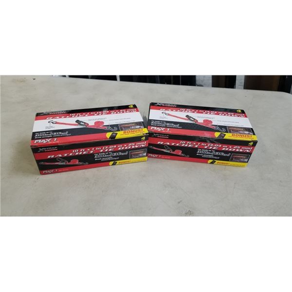 2 NEW 4 PACKS OF RATCHET STRAPS, 10FT X 1 INCH