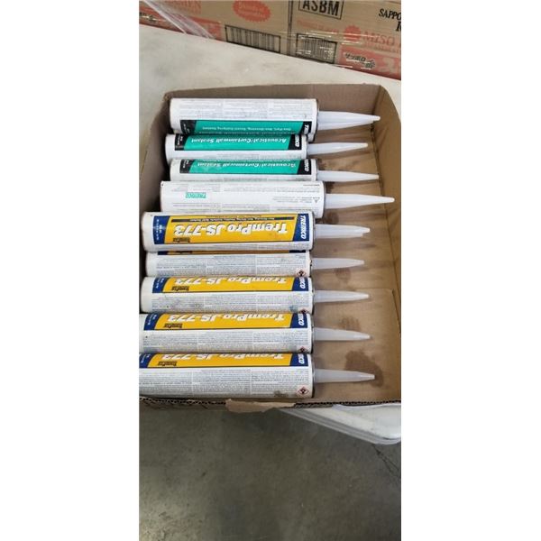 TRAY OF 6 TREMCO SEALANT AND 6 TREMCO ACOUSTICAL SEALANT