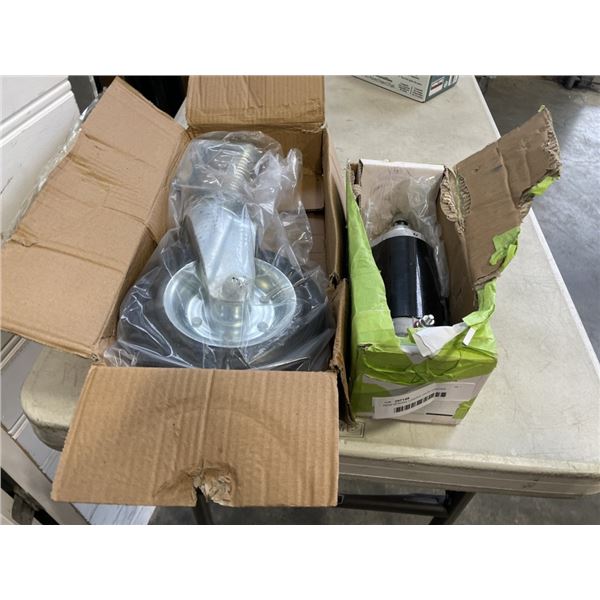 NEW SPRING LOADED GATE CASTER WHEEL 8 INCH SOLID WHELE AND NEW VEHICLE STARTER