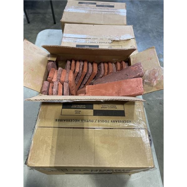 3.5 BOXES OF DECORATIVE BRICKS - 10SQ/FT PER BOX, 60 BRICKS IN A FULL BOX