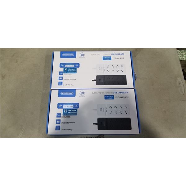 2 NEW SURGE PROTECTOR POER BARS WITH USB