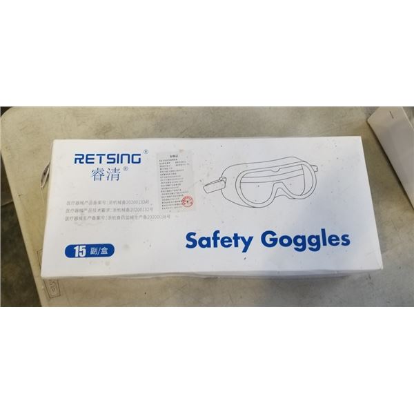 BOX OF 15 NEW SAFETY GOGGLES