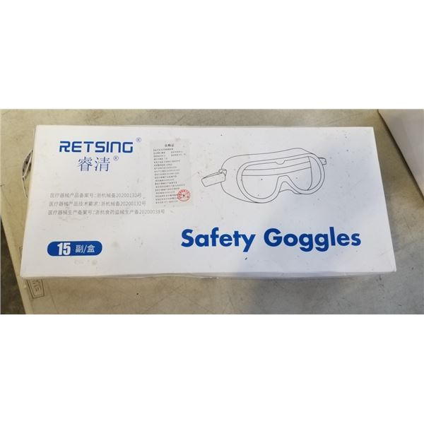 BOX OF 15 NEW SAFETY GOGGLES
