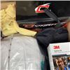 Image 4 : BOX OF WORK GLOVES, FACESHIELD, EARMUFFS, KEVLAR SLEEVES, SAFETY GLASSES AND MORE ALL NEW