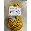 Image 1 : AS NEW 75FT YELLOW  INDOOR OUTDOOR HEAVY DUTY LIGHTED 3 WIRE GROUNDED EXTENSION CORD 16AWG
