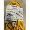 Image 3 : AS NEW 75FT YELLOW  INDOOR OUTDOOR HEAVY DUTY LIGHTED 3 WIRE GROUNDED EXTENSION CORD 16AWG