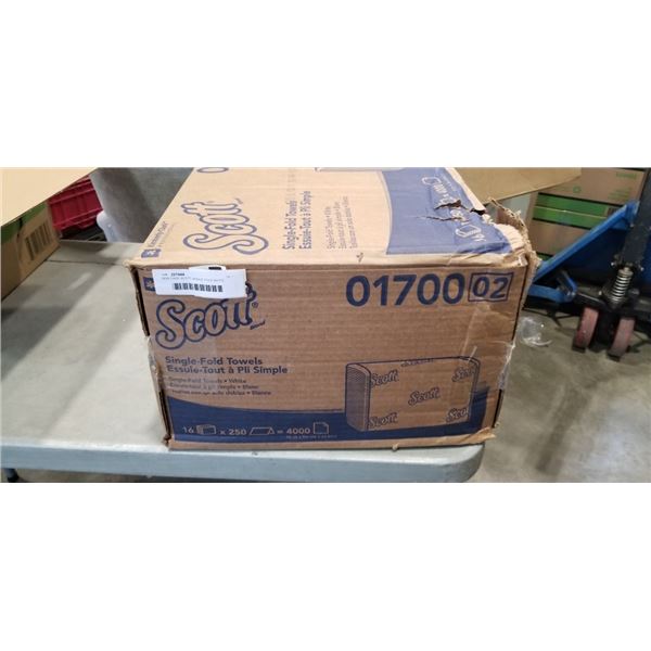 NEW CASE SCOTT SINGLE FOLD WHITE TOWELS - 16 BUNDLES OF 250,  4000 TOTAL