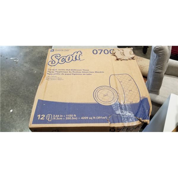 NEW CASE SCOTT JUMBO BATHROOM TISSUE ROLLS - 12 ROLLS, 1150FT PER ROLL