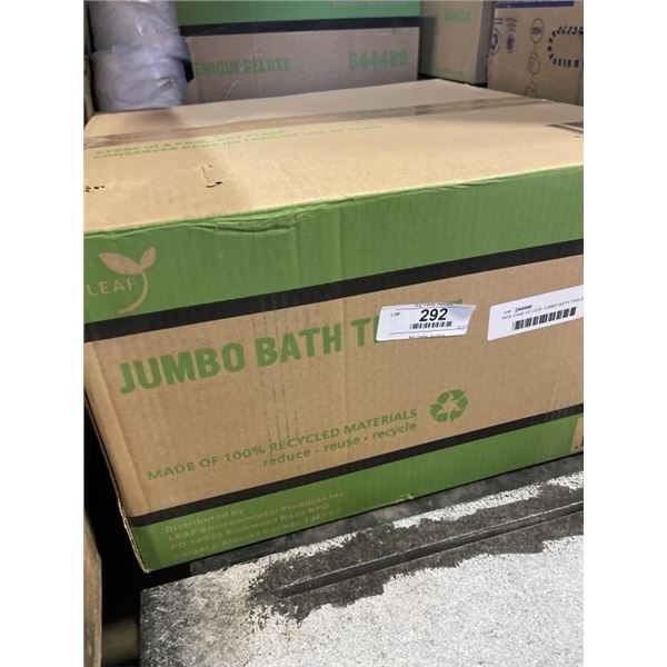 NEW CASE OF LEAF JUMBO BATH TISSUE, WHITE 2PLY 1000' PER ROLL, 12 ROLLS PER CASE