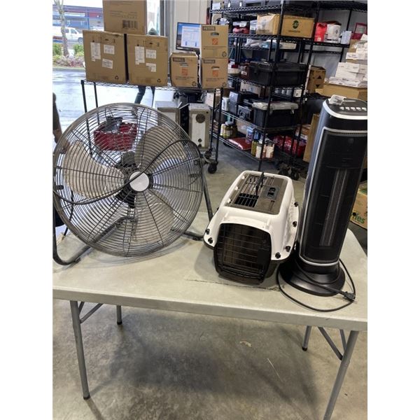 GARRISON SPACE HEATER AND FLOOR FAN AND CAT CARRIER