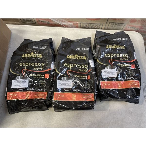 3 NEW 1KG BAGS OF LAVAZZA ESPRESSO BARISTA GRAN CREMA MEDIUM ROAST WHOLE BEAN COFFEE, BB 02/28/2026