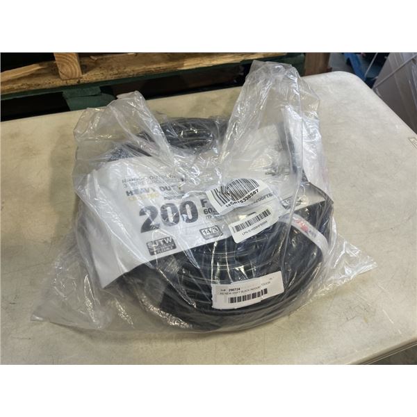 AS NEW 200FT BLACK INDOOR OUTDOOR HEAVY DUTY LIGHTED 3 WIRE GROUNDED EXTENSION CORD 14AWG