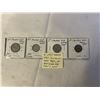 Image 1 : 4 - 1947 MAPLE LEAF COINS 25 CENT, 10 CENT .800 PLUS 5 CENT AND 1 CENT