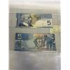 Image 2 : 2 - 2006 CANADIAN $5 BILLS IN SEQUENCE W/ JENKINS AND MARK CARNEY SIGNATURE