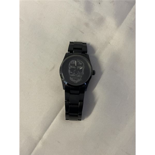 ZADIG & VOLTAIRE WRIST WATCH, QAURTZ, SKULL DESIGN ALL STAINLESS STEEL, GOOD WORKING