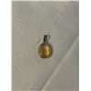 Image 1 : DAINTY STERLING SILVER W/ GOLDEN TOPAZ QUARTZ STONE PENDANT MARKED 925