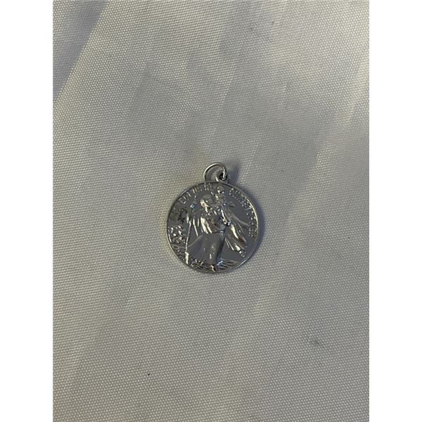 STERLING SILVER PROTECT US ST CHRISTOPHER PENDANT, MARKED REMEMBRANT STER