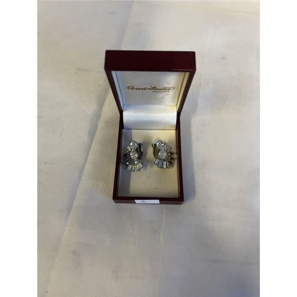 VINTAGE PAIR OF SILVER SHERMAN CLIP ON EARRINGS, EACH MARKED