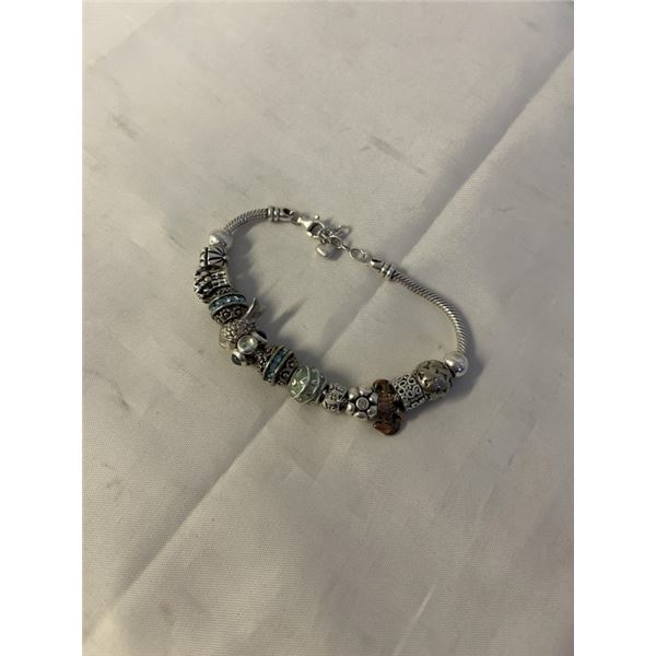 HEAVY STERLING SILVER PANDORA STYLE BEADS BRACELET 52G WEIGHT MARKED 925