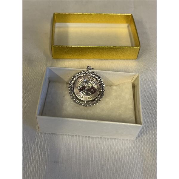 STERLING SILVER LAS VEGAS PENDANT, MARKED CREA STER, ORIGINAL GIFT BOX