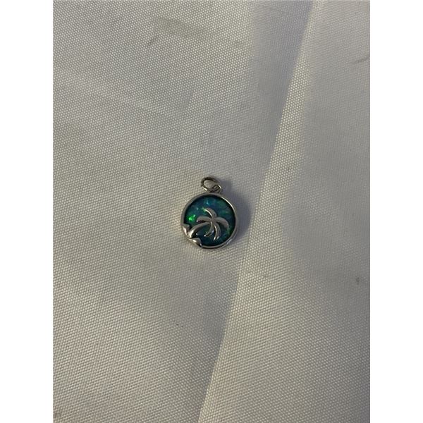 STERLING SILVER W/ GENUINE DARK BLUE OPAL STONE PENDANT, MARKED S925